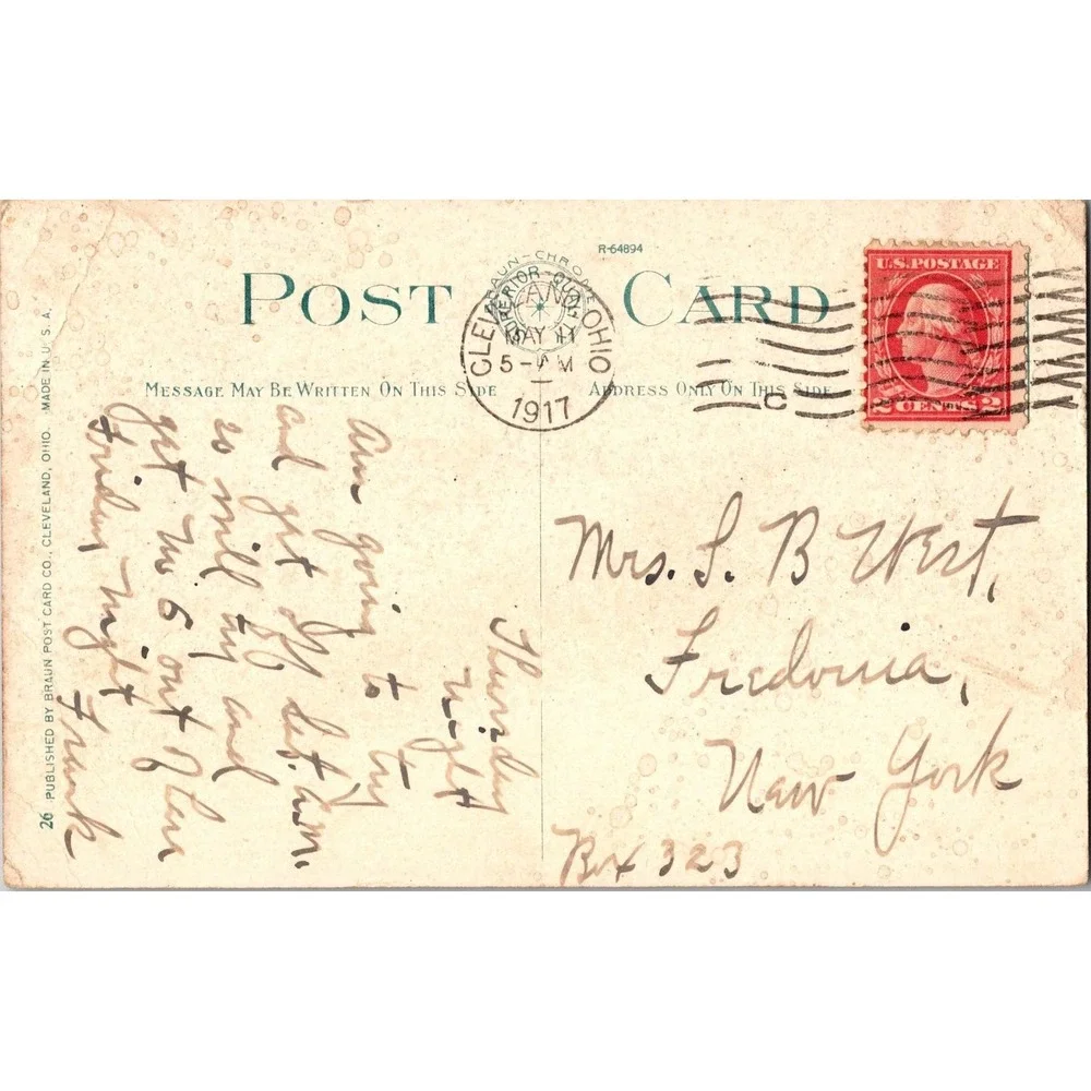 Vintage 1917 Public Square Cleveland Ohio Postcard by Braun‎